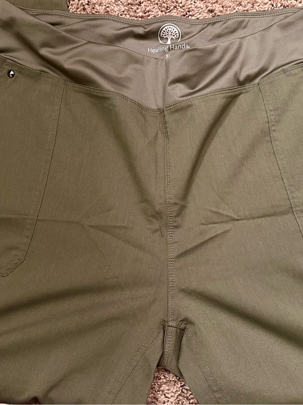 Healing Hands Olive Green Tori Yoga Scrub Pants XL - Picture 3 of 4